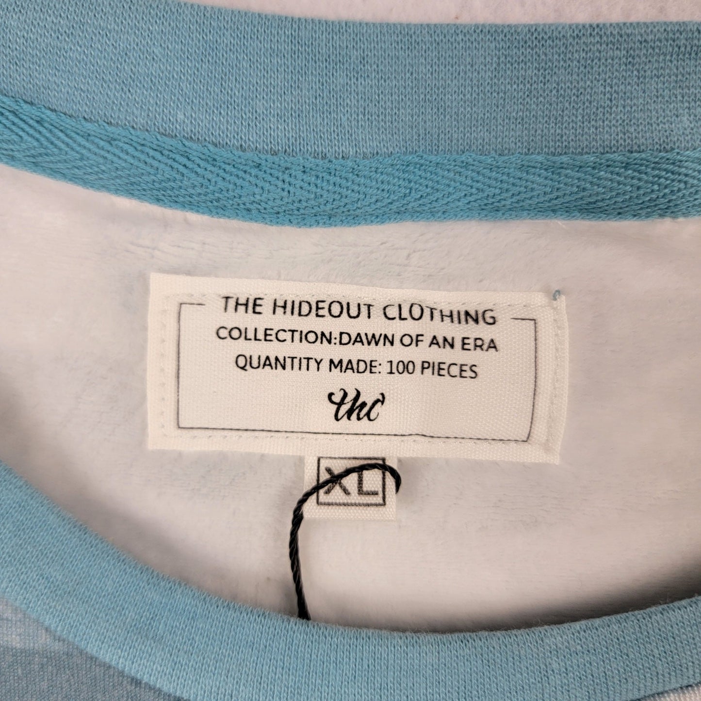 The Hideout Clothing Flower Era Striped Crewneck XL Mallard Blue New