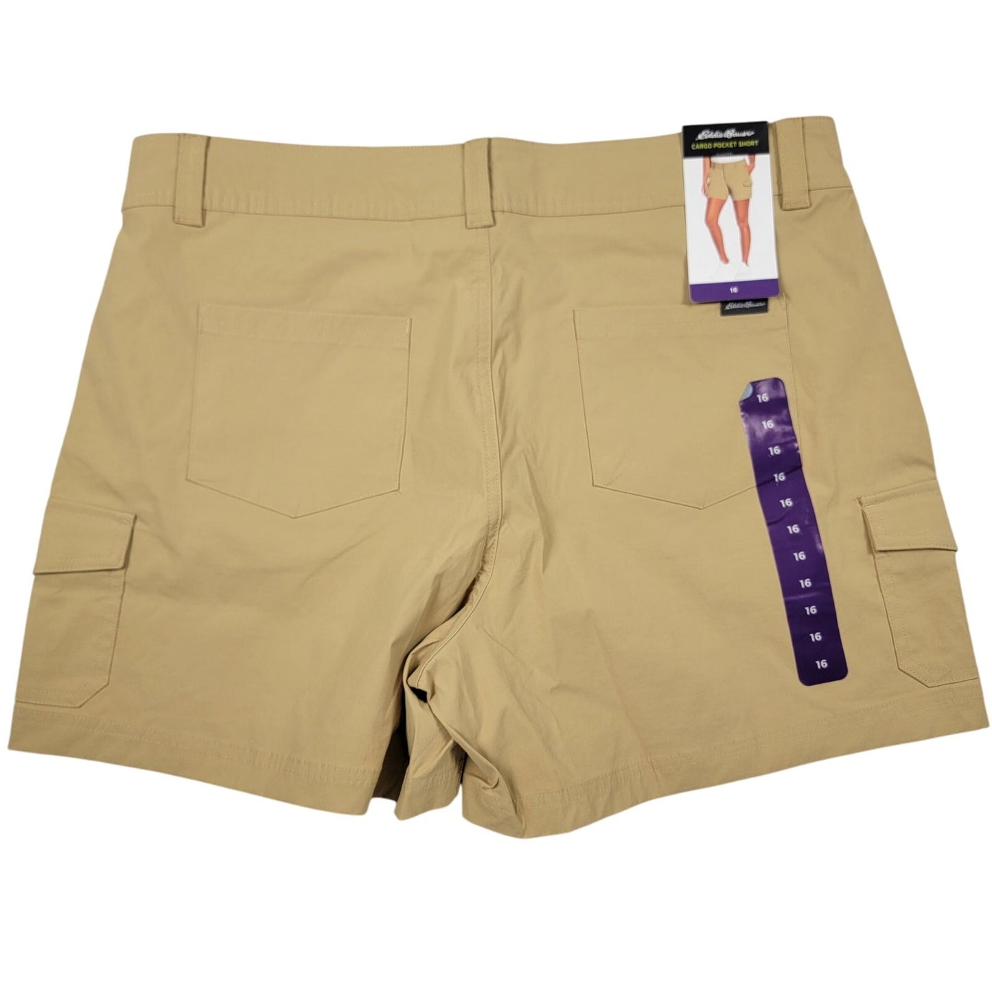Eddie Bauer Women's Cargo Pocket Shorts Khaki Stretch Hiking