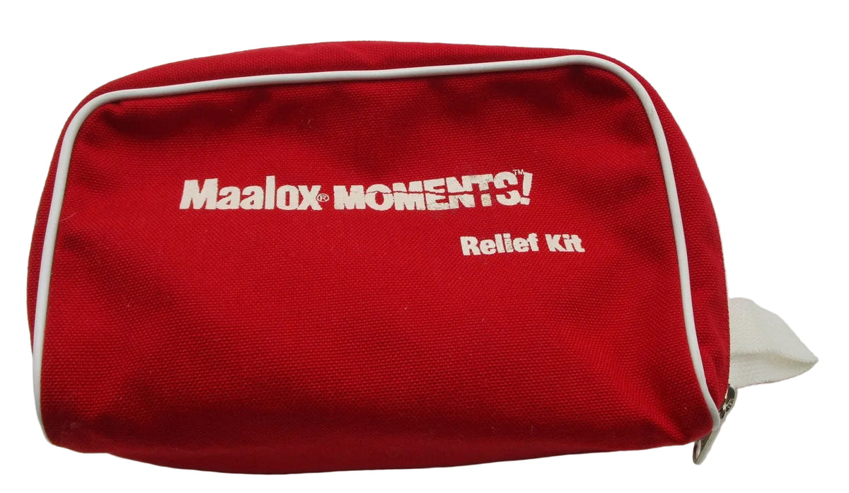 Vintage 1990s Maalox Moments Relief Kit Red Bag Tee Jays Shirt L Sample Roll0