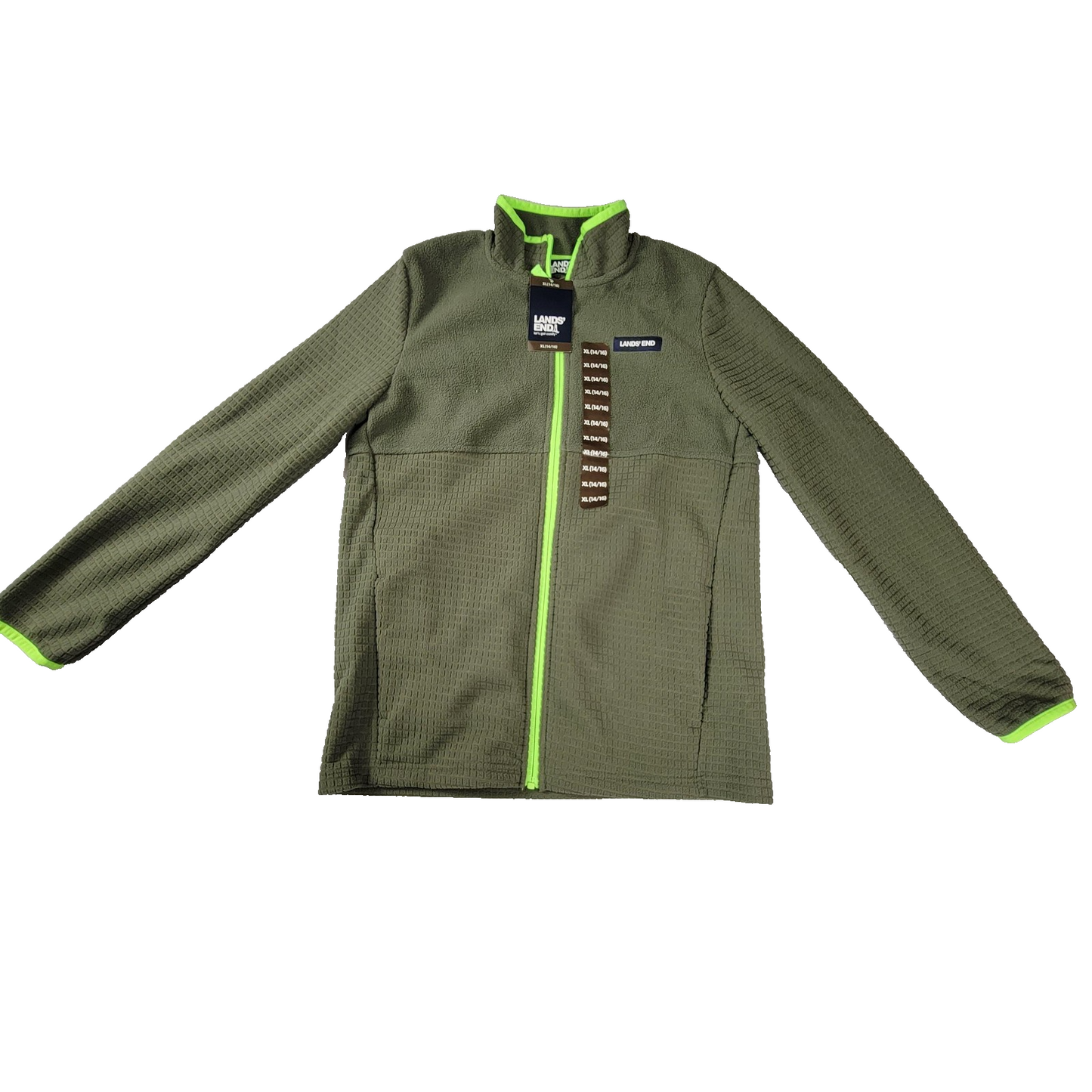2 Pk Lands End Jacket Youth XL 14/16 Fleece Full Zip Outdoor Pullover NWT