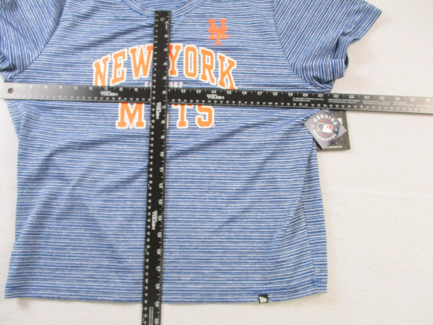 New York Mets Shirt Womens 2XL Blue White Striped MLB Baseball New Era Tee 15009