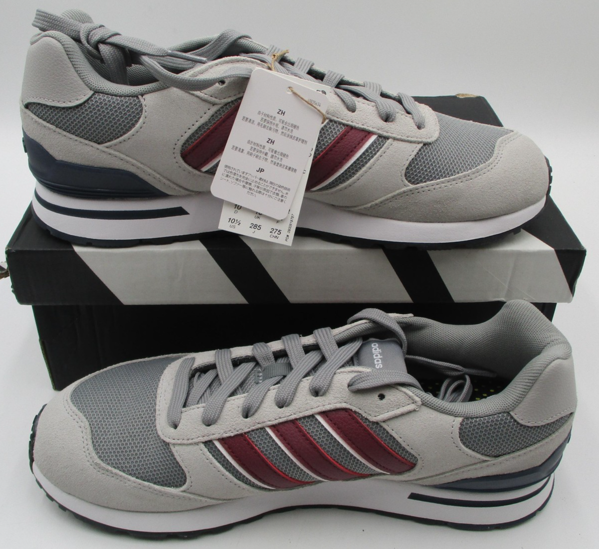 Adidas Run 80s Shoes Mens Size 10.5 Gray Burgundy Suede Low Top Sneakers ID18823