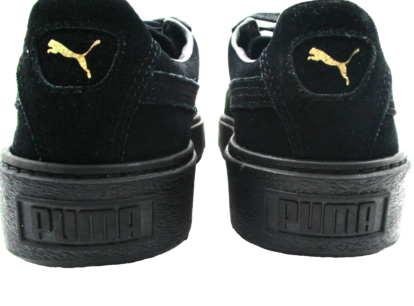 Puma Basket Platform Metallic Shoes Womens Size 8.5 Black Gold Toe 36222202 1R86