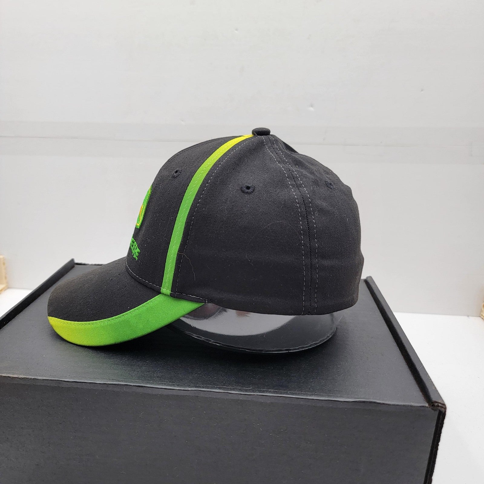John Deere Hat Cap Snap Back Black Green Embroidered Mens Tractor Farming Logo2