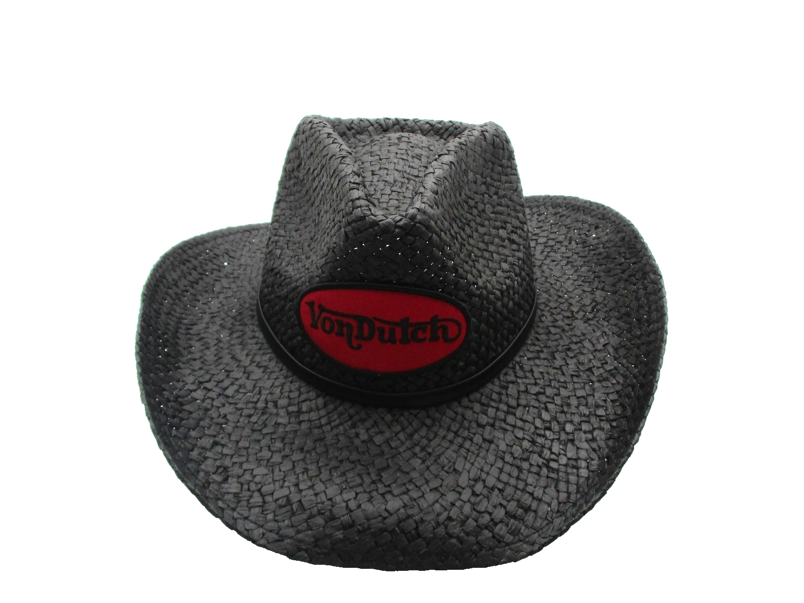 Von Dutch Hat Cowboy Fitted One Size Black Red Straw Wide Brim Western Mens1