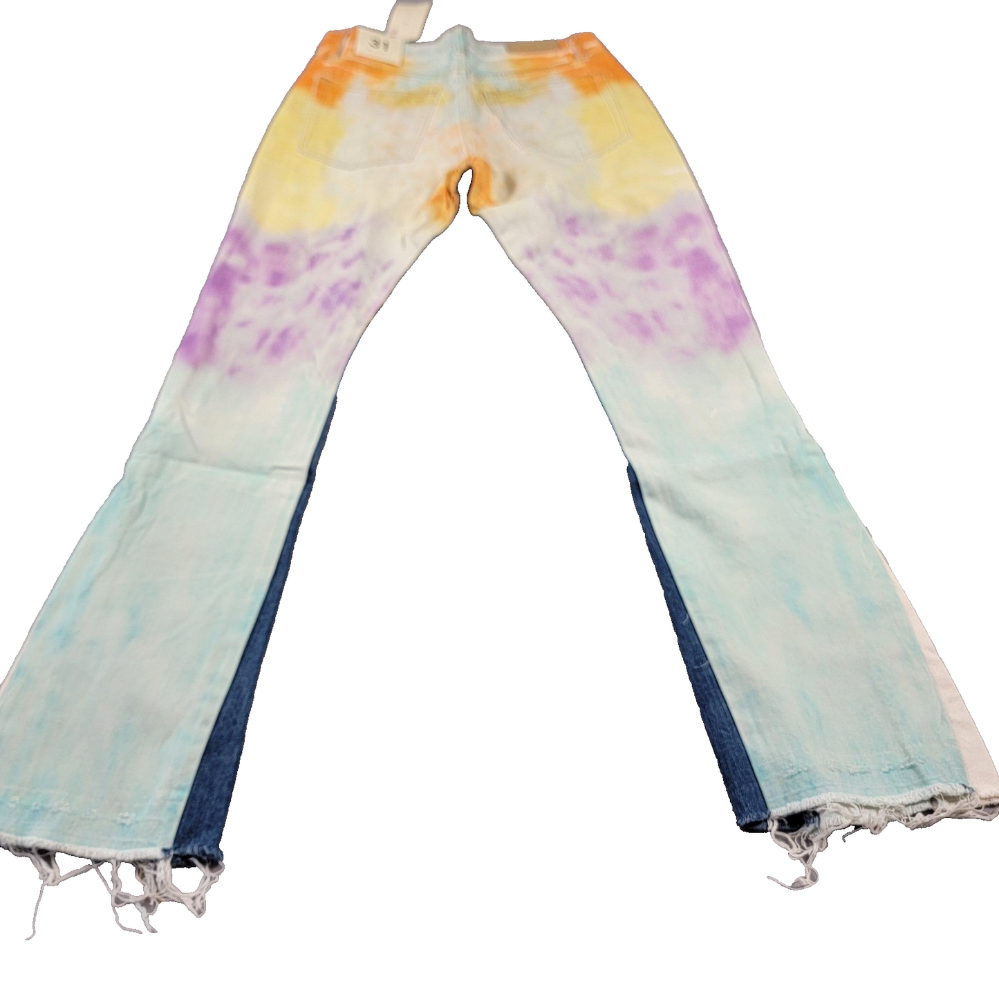 mnml B412 Flare Denim Jeans Womens 31 Tie Dye Multicolor Distressed Flared