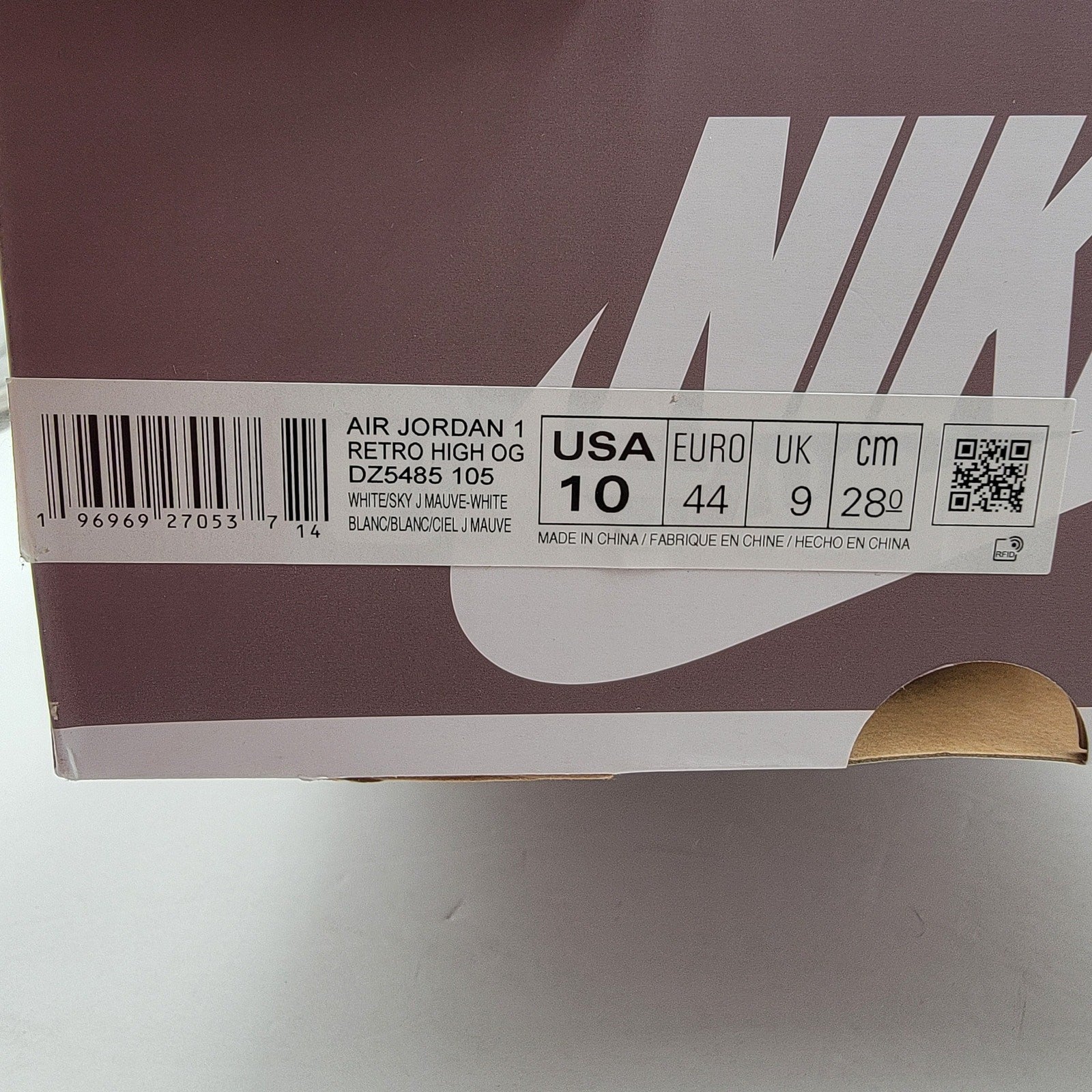 Nike Air Jordan 1 Retro High OG Mauve - Men's Size 105