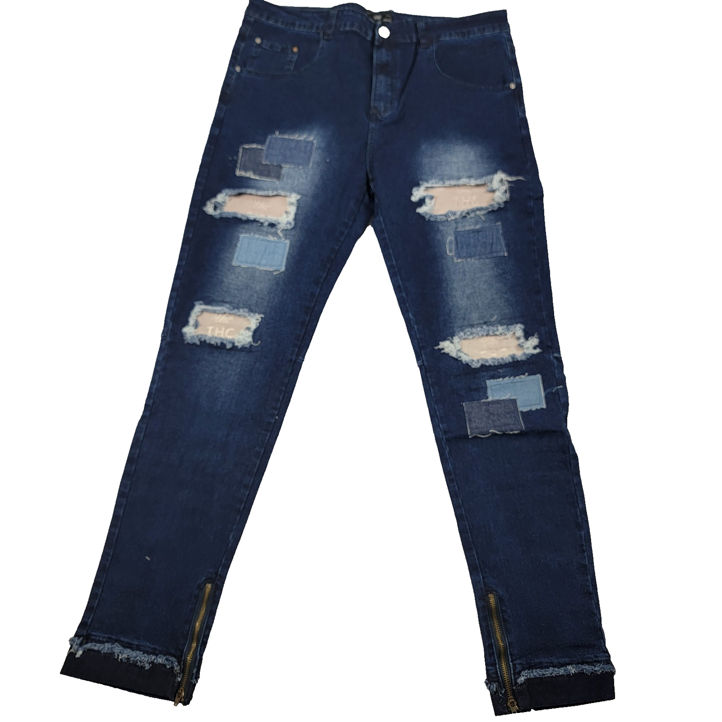 The Hideout Clothing THC Fully Blessed Distressed Patch (820)Jeans XL Blue NWT 0