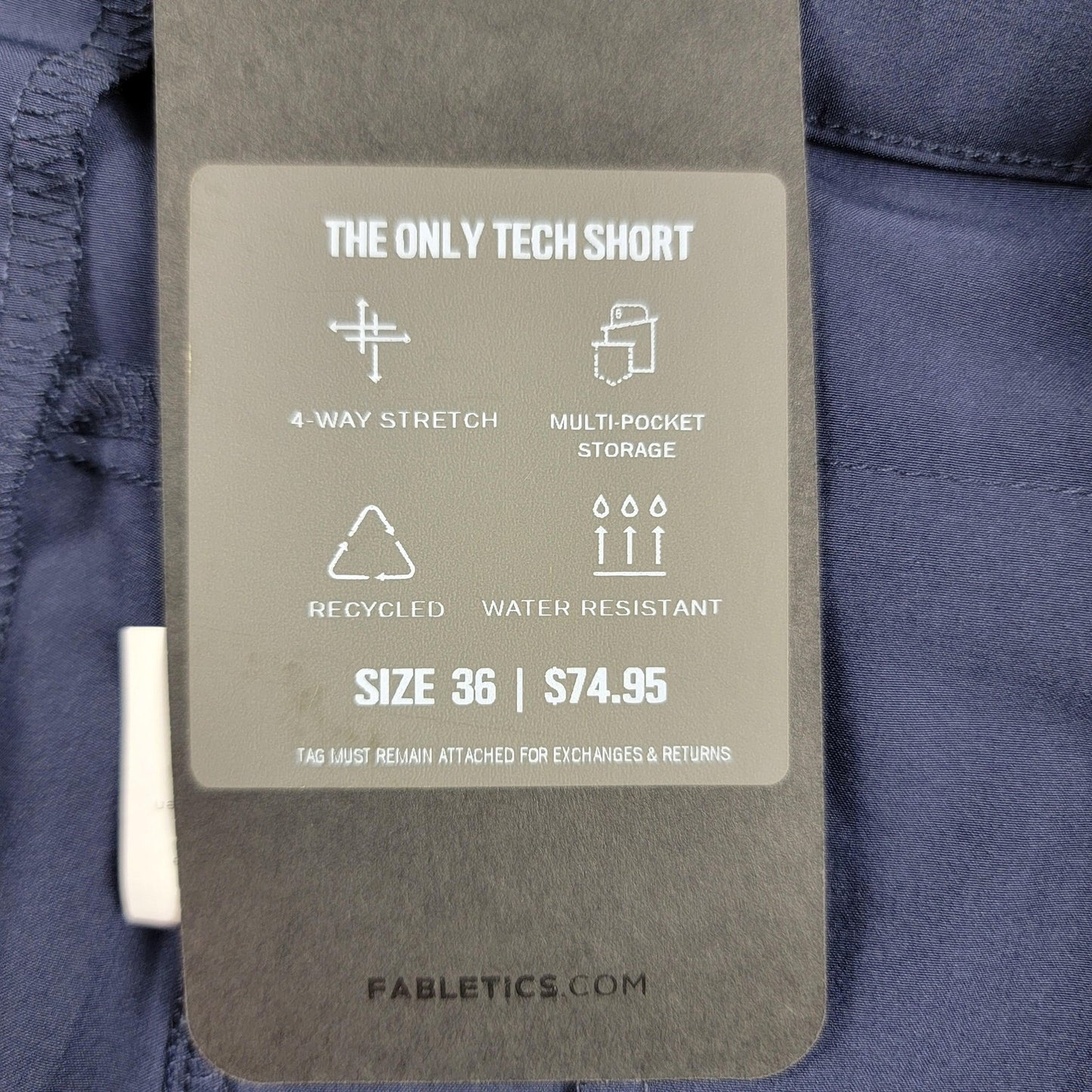 Fabletics Shorts Mens 36 Blue The Only Tech Short 4Way Stretch Water Resistant3