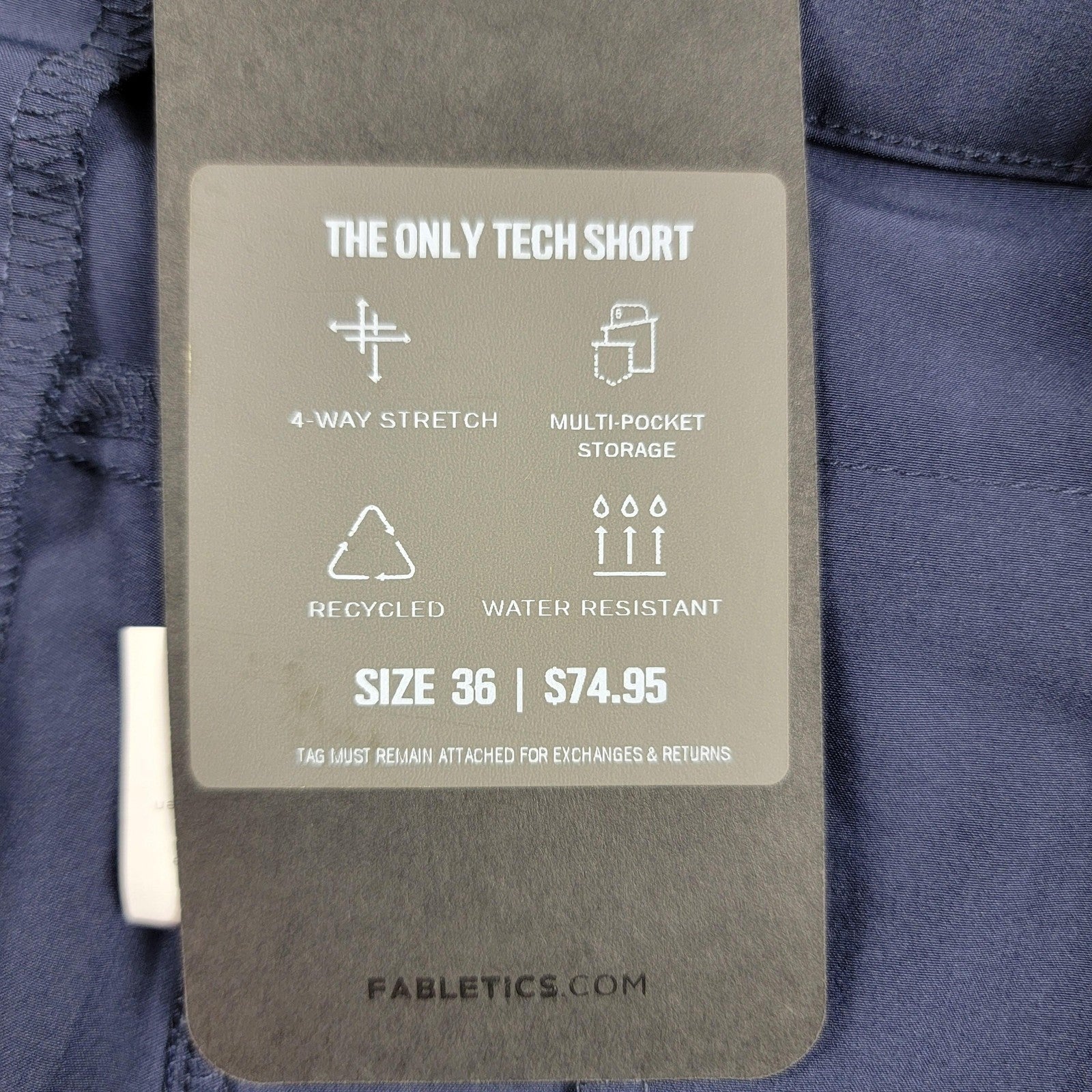 Fabletics Shorts Mens 36 Blue The Only Tech Short 4Way Stretch Water Resistant3