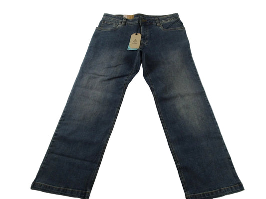 PrAna Axiom Jeans Mens 34x30 Blue Antique Stone Wash Straight Leg Stretch Denim0