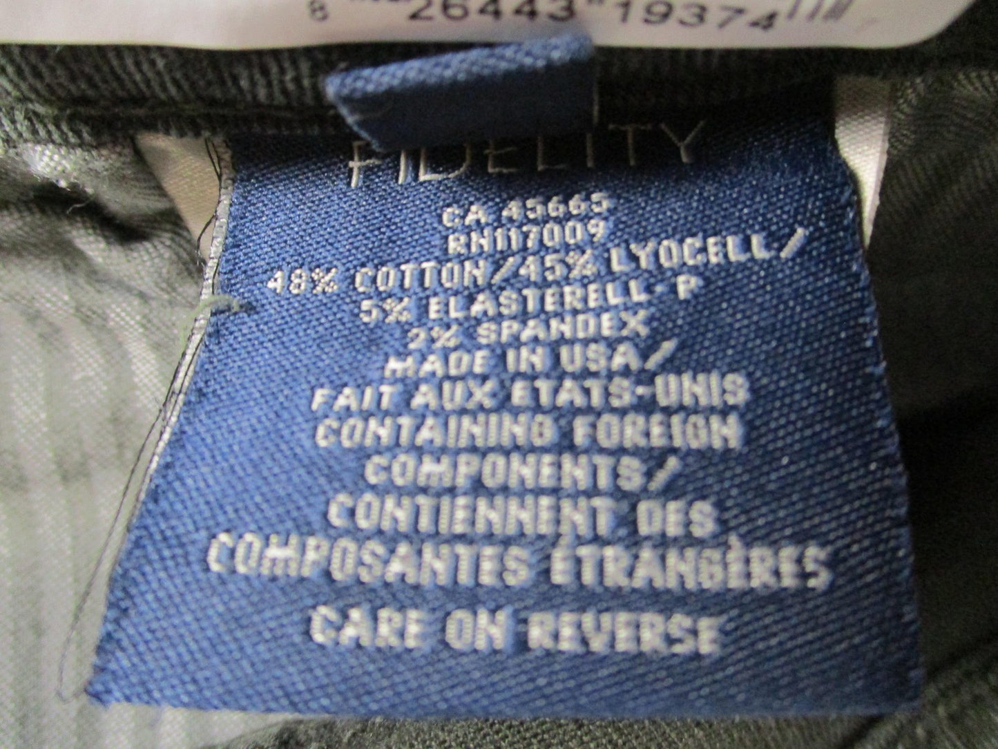 Fidelity Denim Panther Full Cargo Jeans Womens 26 Deep Sage Green Made USA 14617