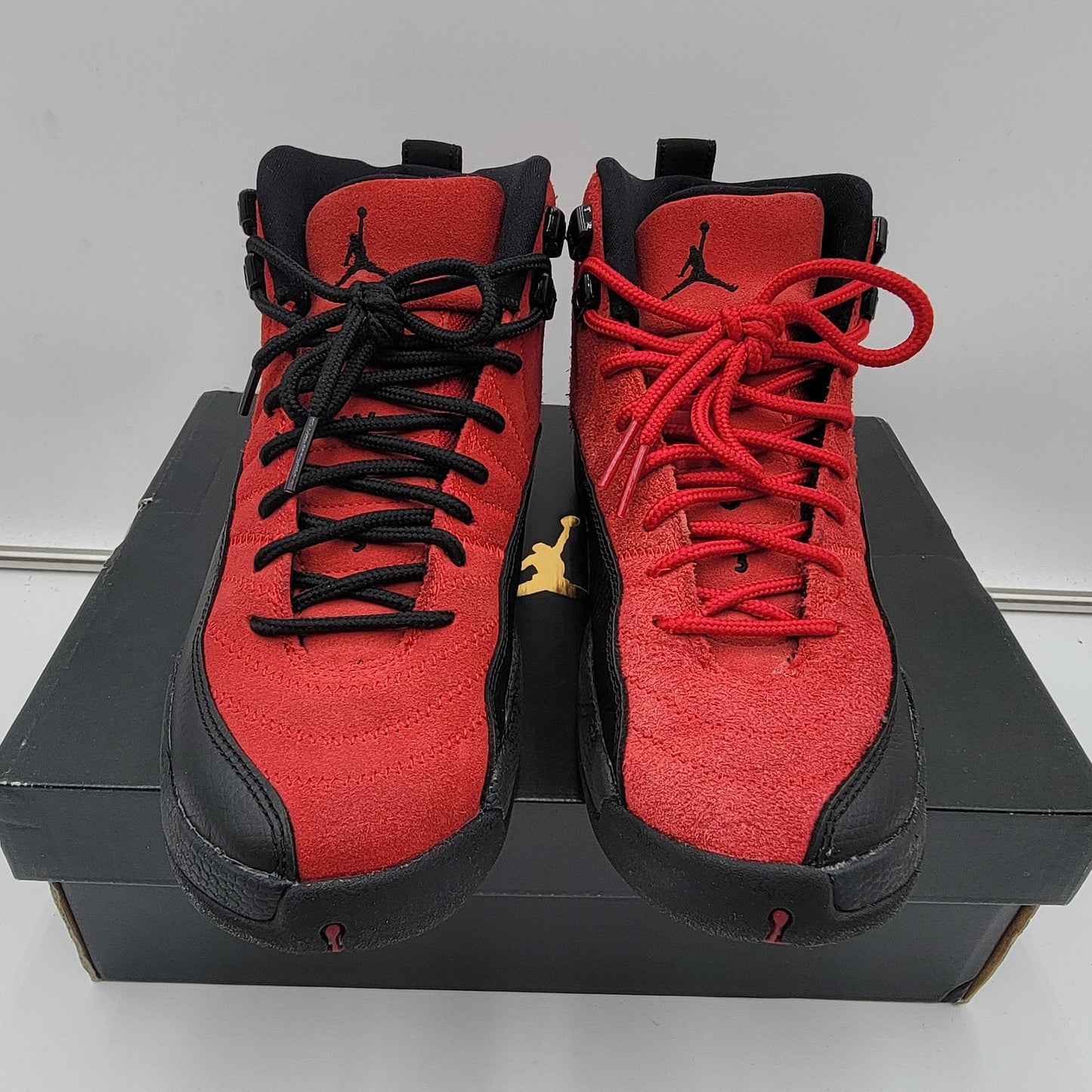Air Jordan 12 Retro Shoes Youth Size 5Y Red Black Varsity Flu Game 153265-602 GS2