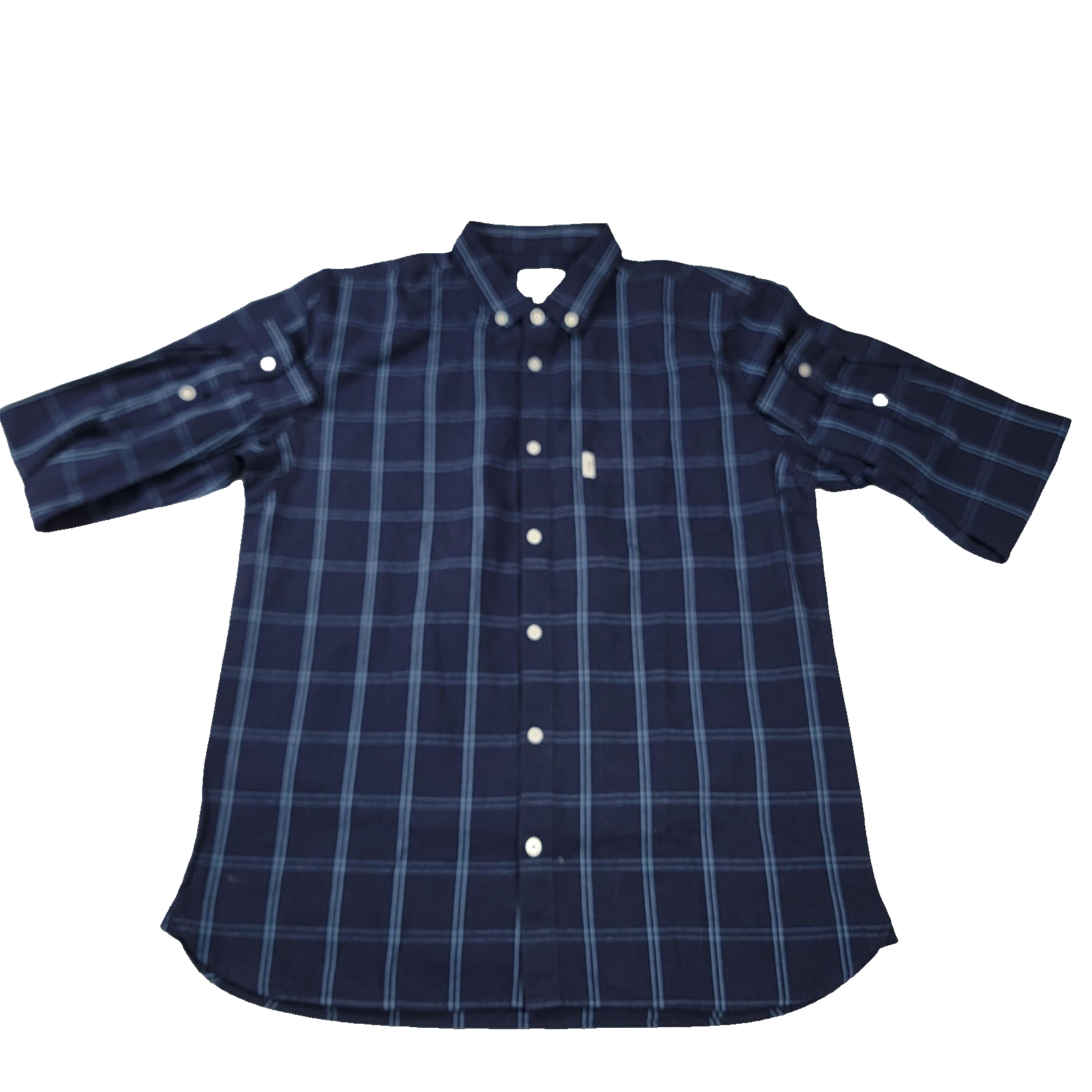 DQM New York Shirt Mens Large Blue Plaid Button Down Long Sleeve Casual Cotton0