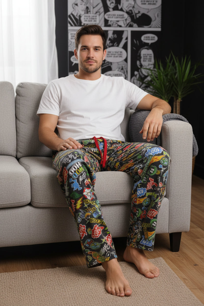 Looney Tunes Pajama Pants Mens Large Black Cartoon Characters Graphic Sleep0