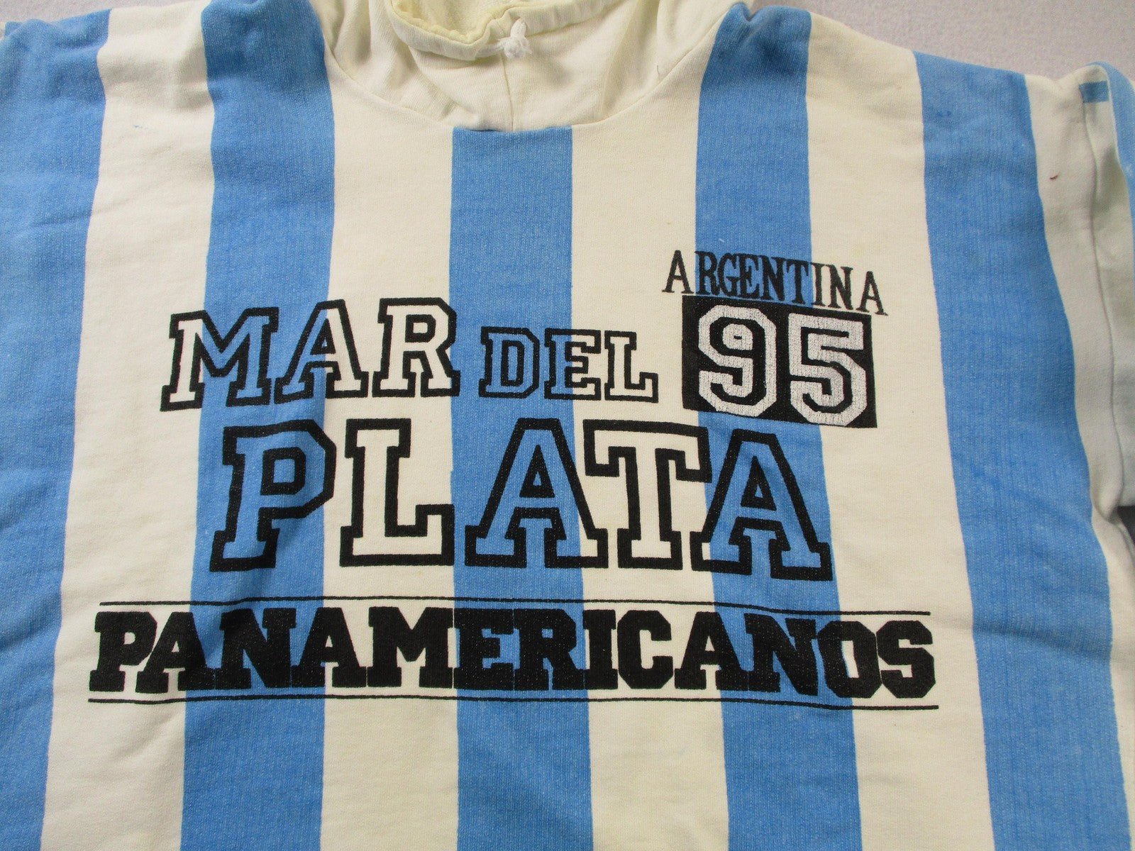 Vintage Argentina Hoodie Mens Medium Blue Stripe Mar Del Plata 95 Panamericanos2