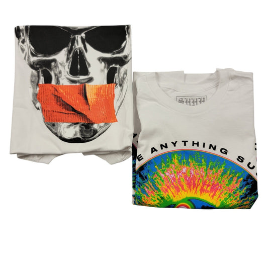 SHHH Graphic TShirt 2 Pack White Size M New w/ Tags Eye + Skull 7327330