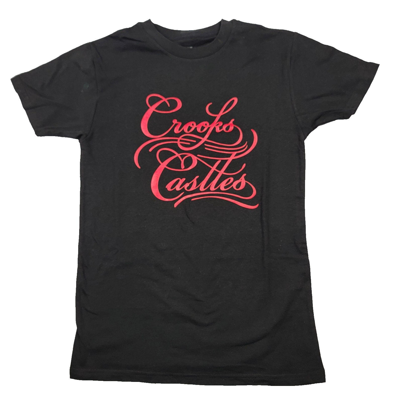 Crooks & Castles Script Logo TShirt Black Red Mens Small 100% Cotton New 721220