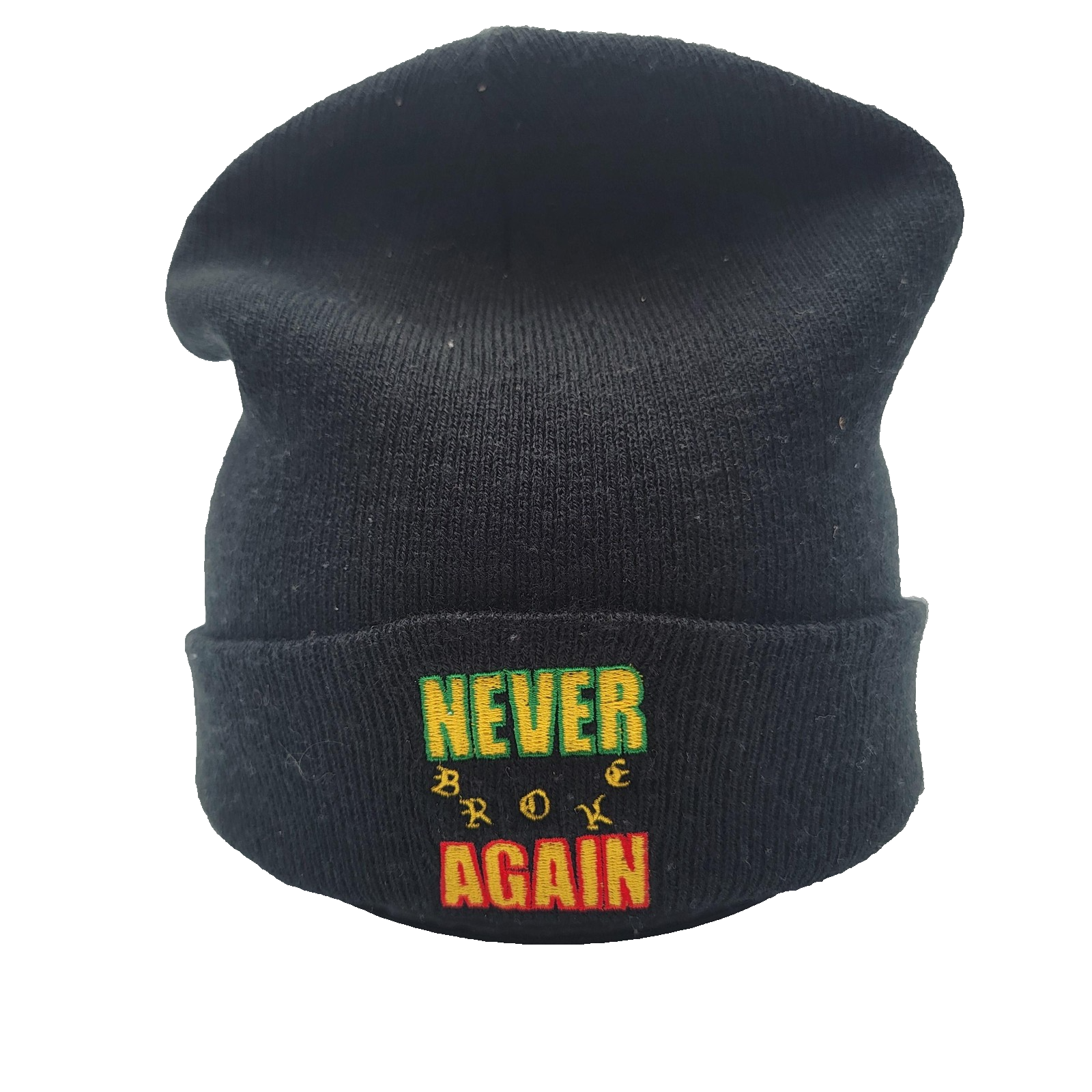 Never Broke Again Hat Young Boy Cap Beanie Knit Black Embroidered Slogan Mens0