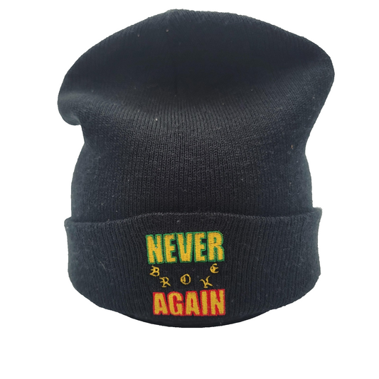 Never Broke Again Hat Young Boy Cap Beanie Knit Black Embroidered Slogan Mens0