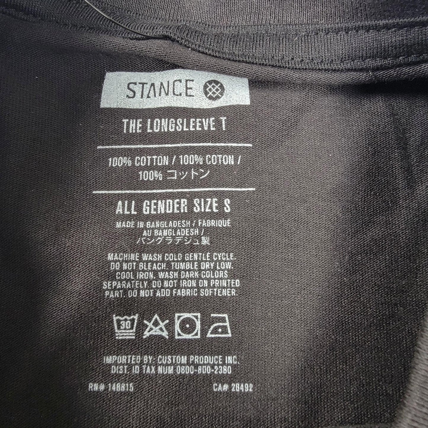 Stance Mens Small Black Long Sleeve Camino LS Retro Stripe Graphic Tee New