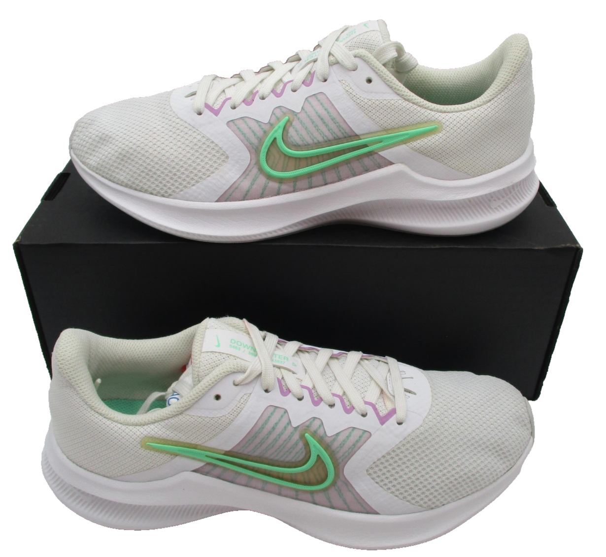 Nike Downshifter Shoes Womens Size 10 White Teal Running Sneakers CW3413101 1T52