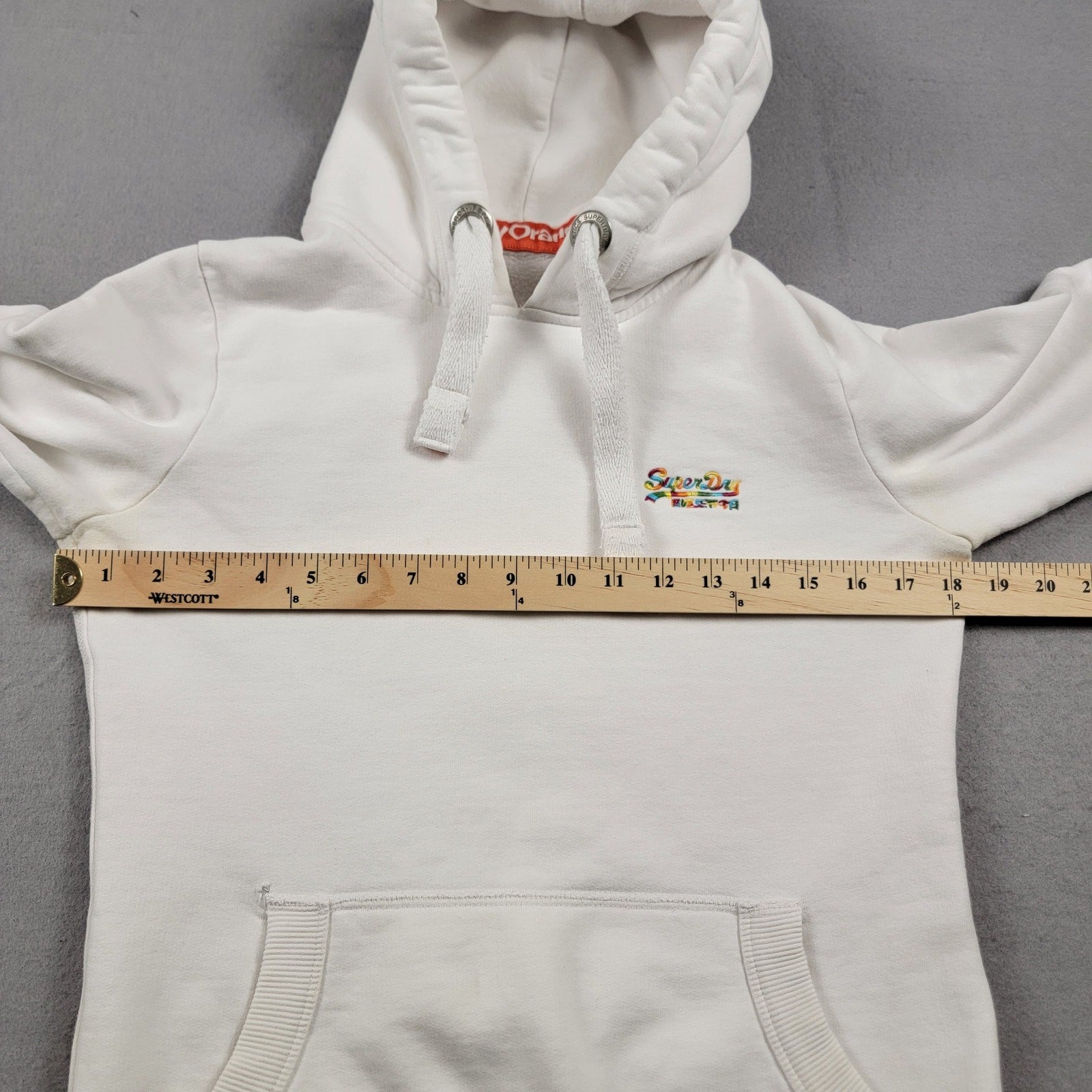 SuperDry Orange Label Hoodie White Sz S