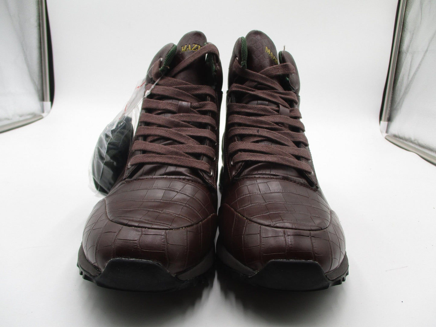 Mazino Hessonite-065 Boots Mens Size 9.5 Brown Croc Embossed Combat Ankle1