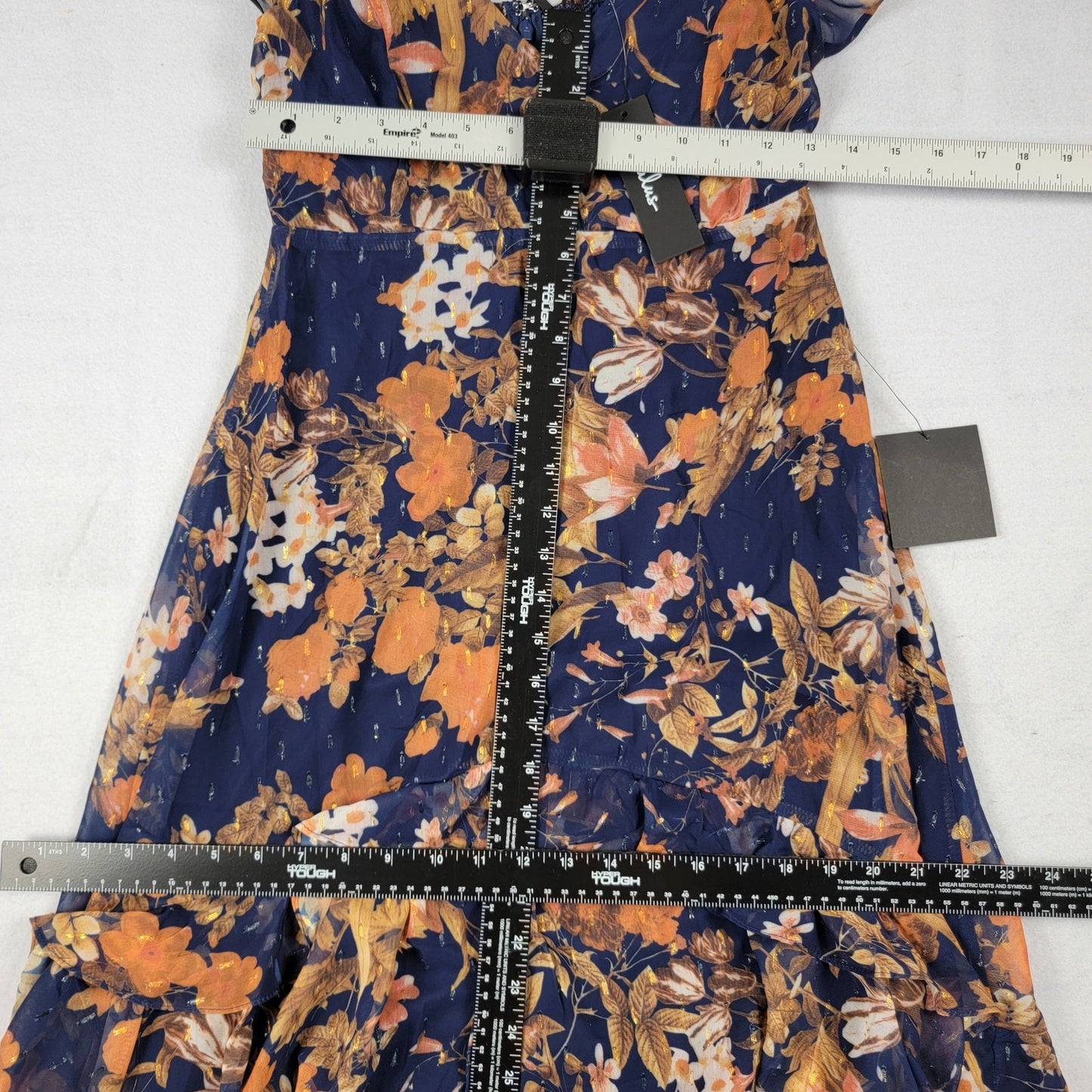 Lulus Stunning Favorite Navy Blue Floral Ruffled High-Low Maxi Dress