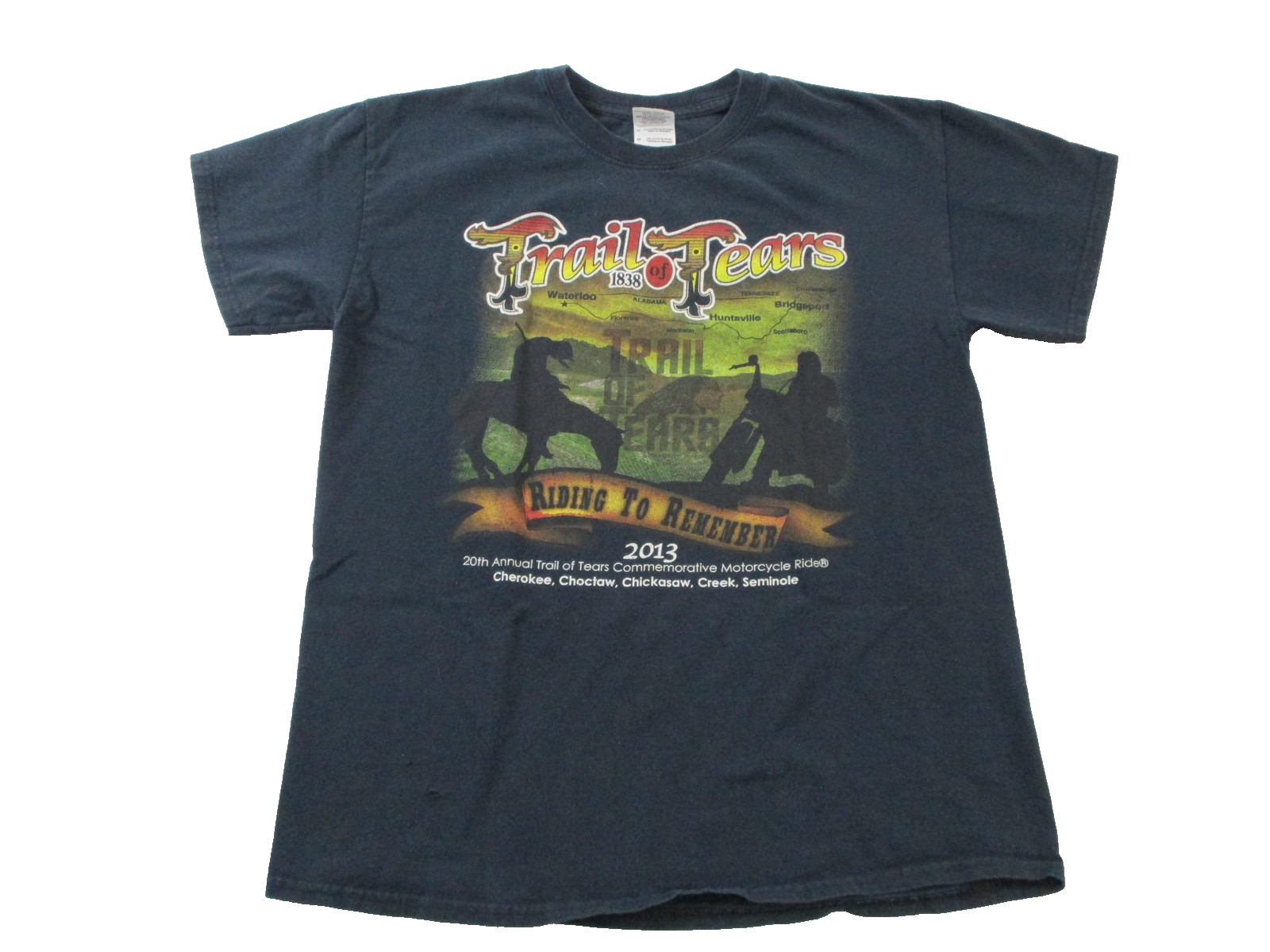 Trail Of Tears Shirt Lot 3 Mens Medium Gildan Murina Motorcycle Graphic Red Blue3