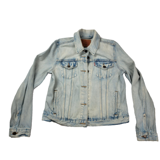 Levi Strauss Jacket Womens Lg Denim Trucker Distressed Button Up 299450009 11530