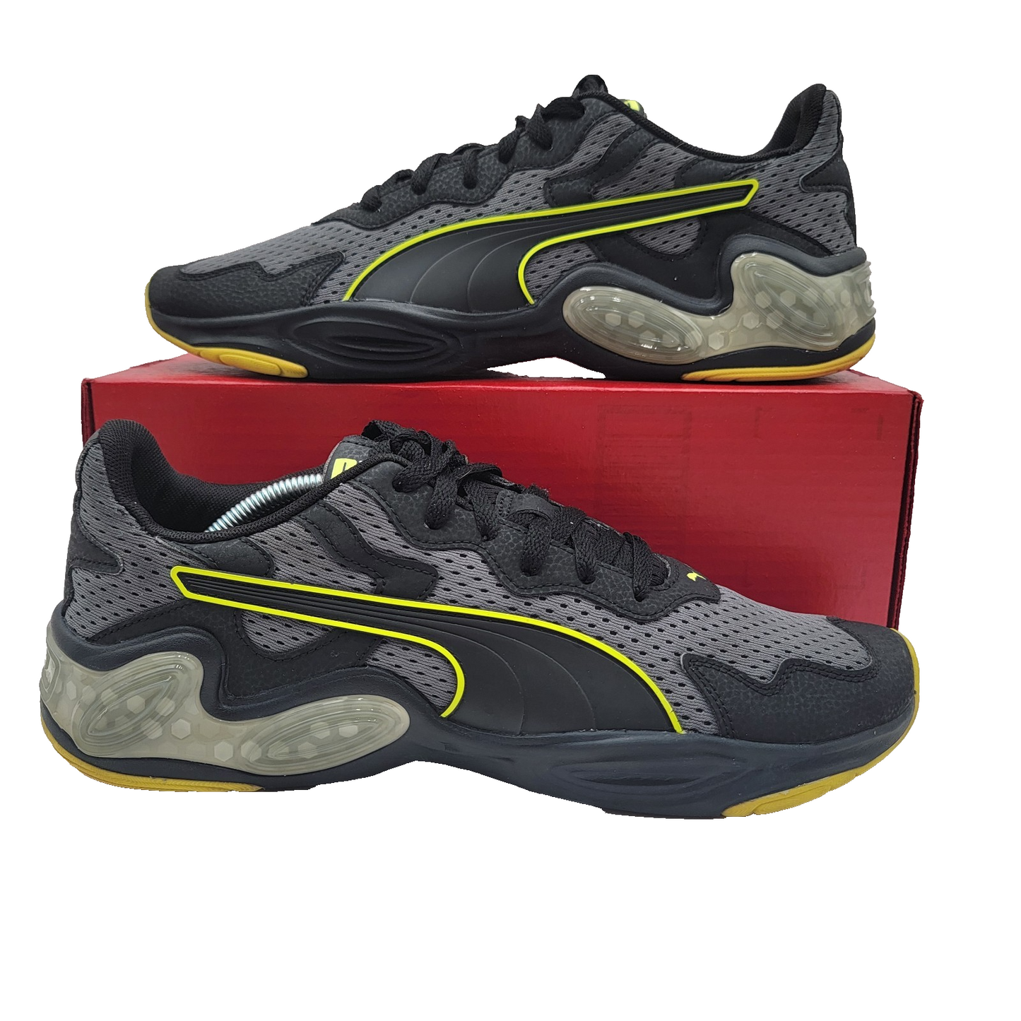 Puma RSX SoftFoam+ Grey Black Yellow Mens Running Sneakers US12 19312509
