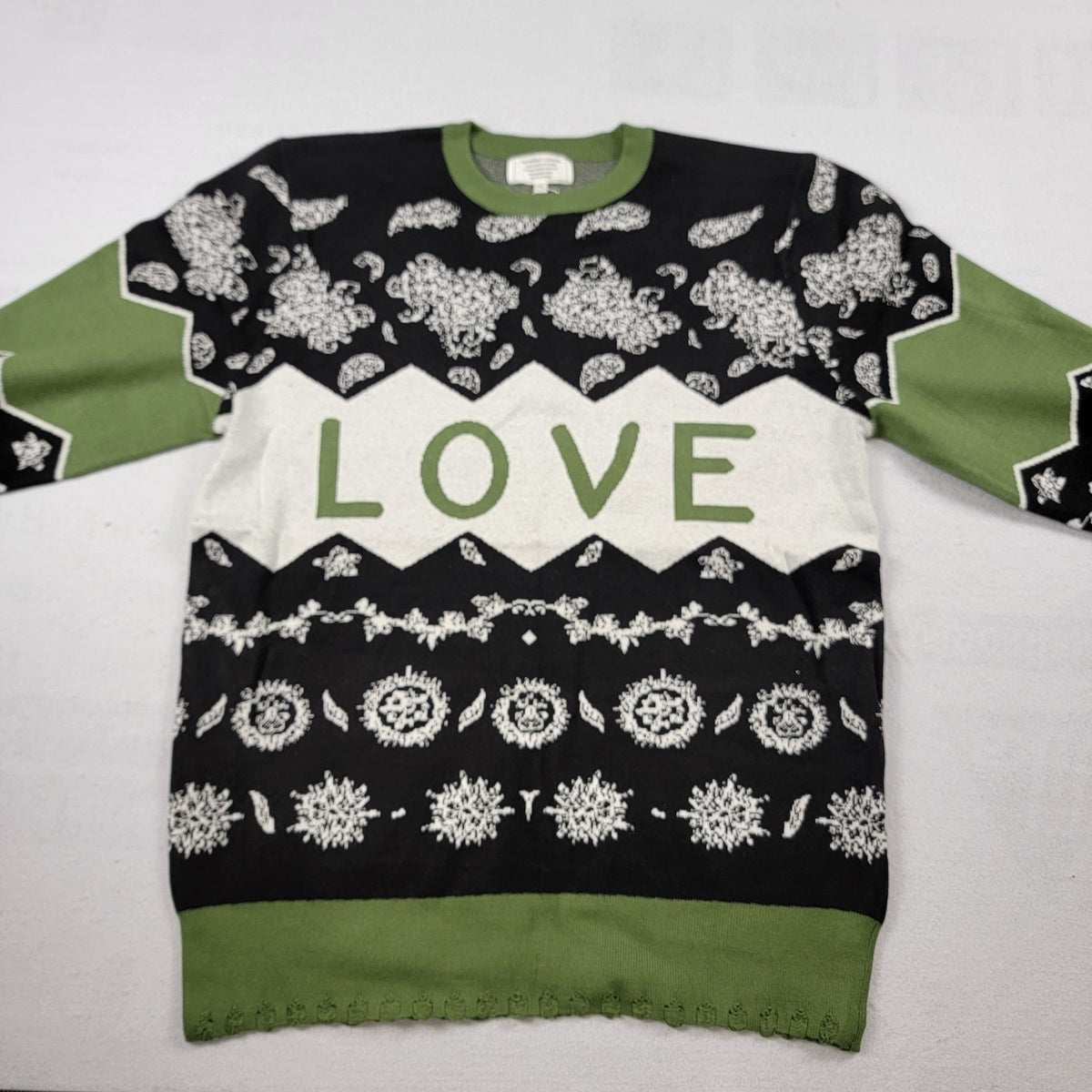 The Hideout Clothing Love Paisley Knit Holiday Sweater Men's 3XL Green NWT6