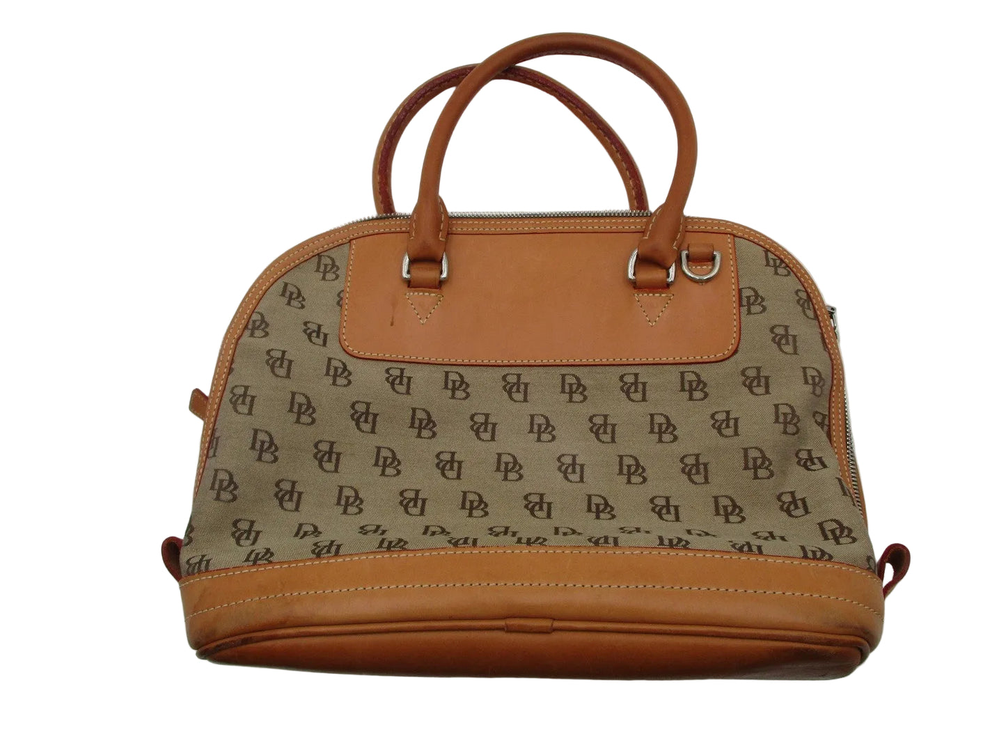 Vintage Dooney & Bourke Satchel Bag Womens Medium Brown Monogram Canvas USA0