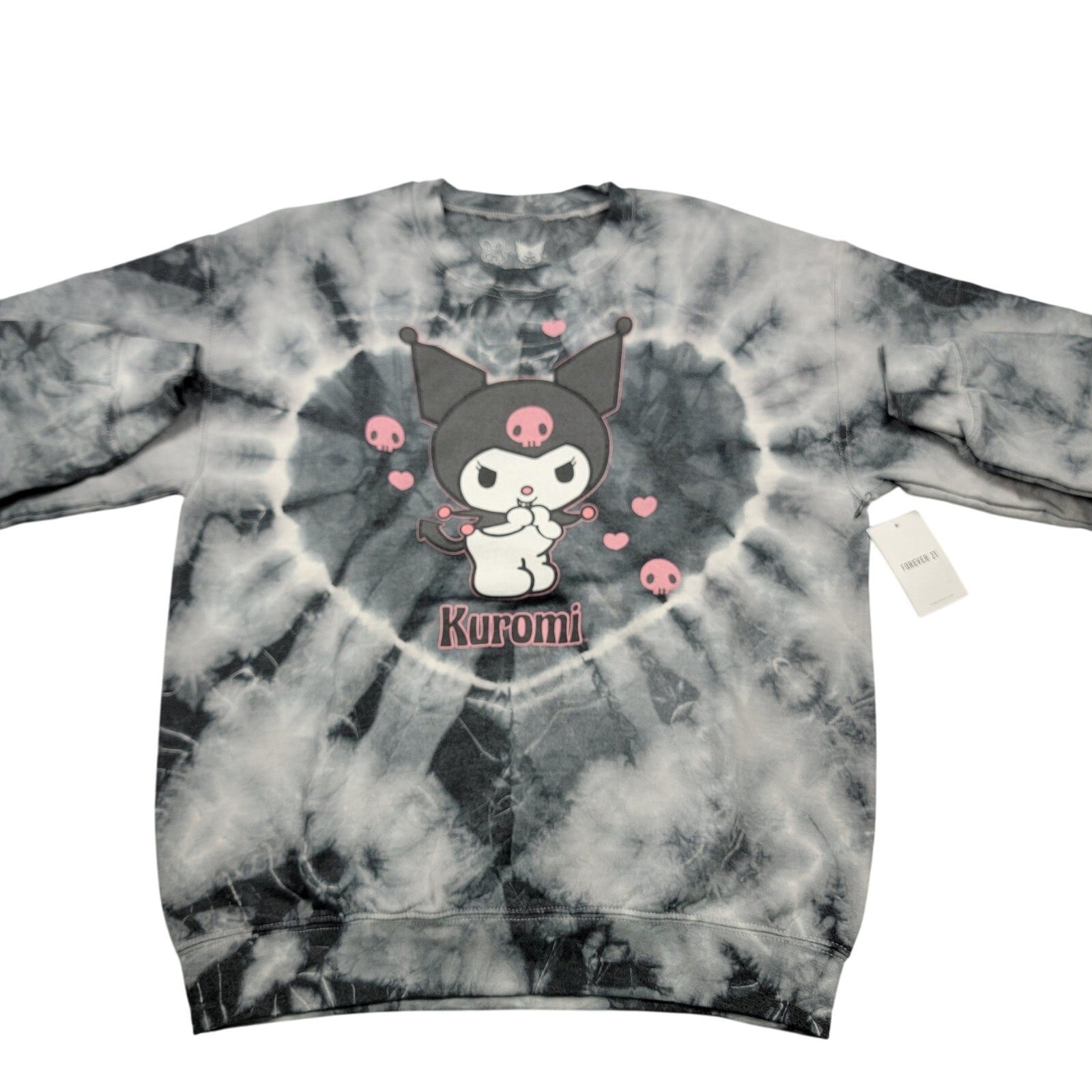 Sanrio Kuromi Sweatshirt TieDye Gray Small Forever 21 x Bioworld 2023 New
