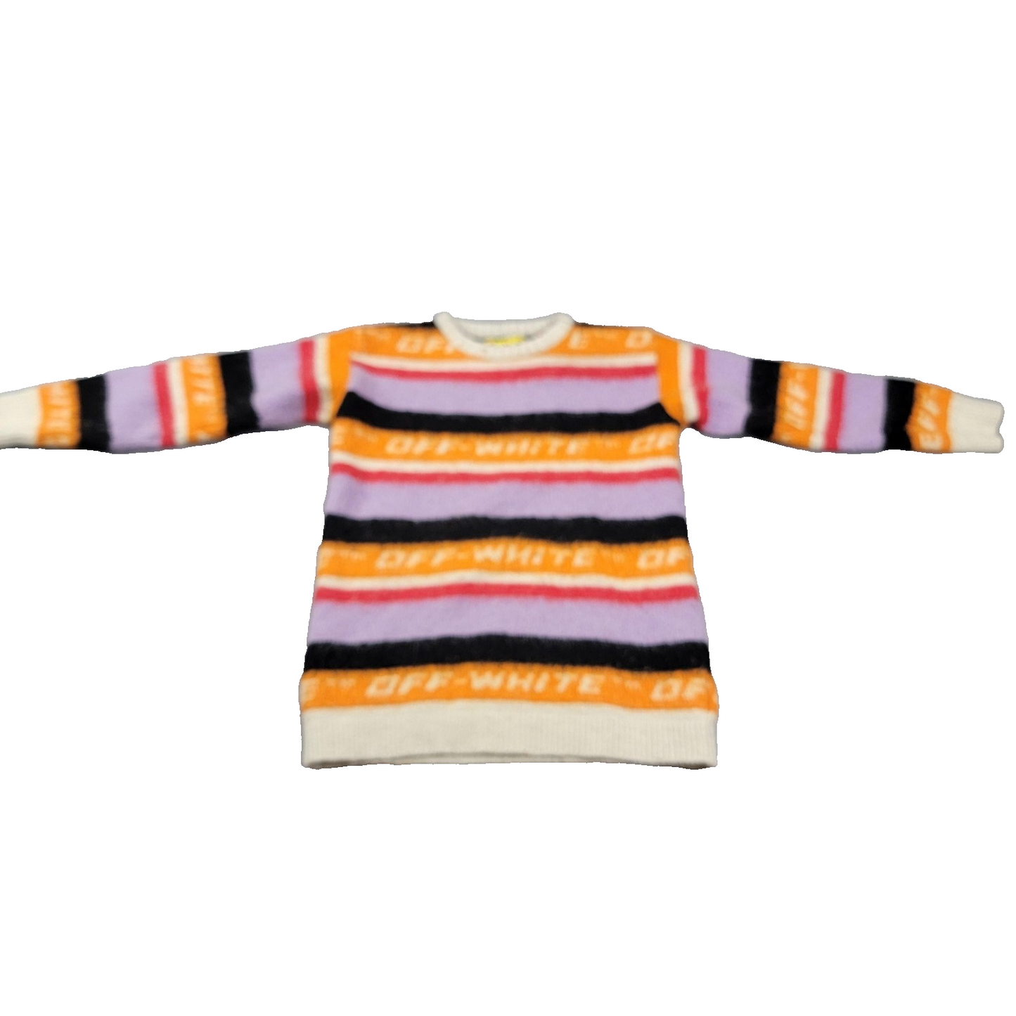 OffWhite Sweater Kids Size 10 MultiColor Stripe Logo Alpaca Wool Blend