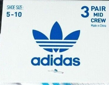 adidas Originals Trefoil Socks Mens Medium 3 Pairs Mid Crew White Multicolor5