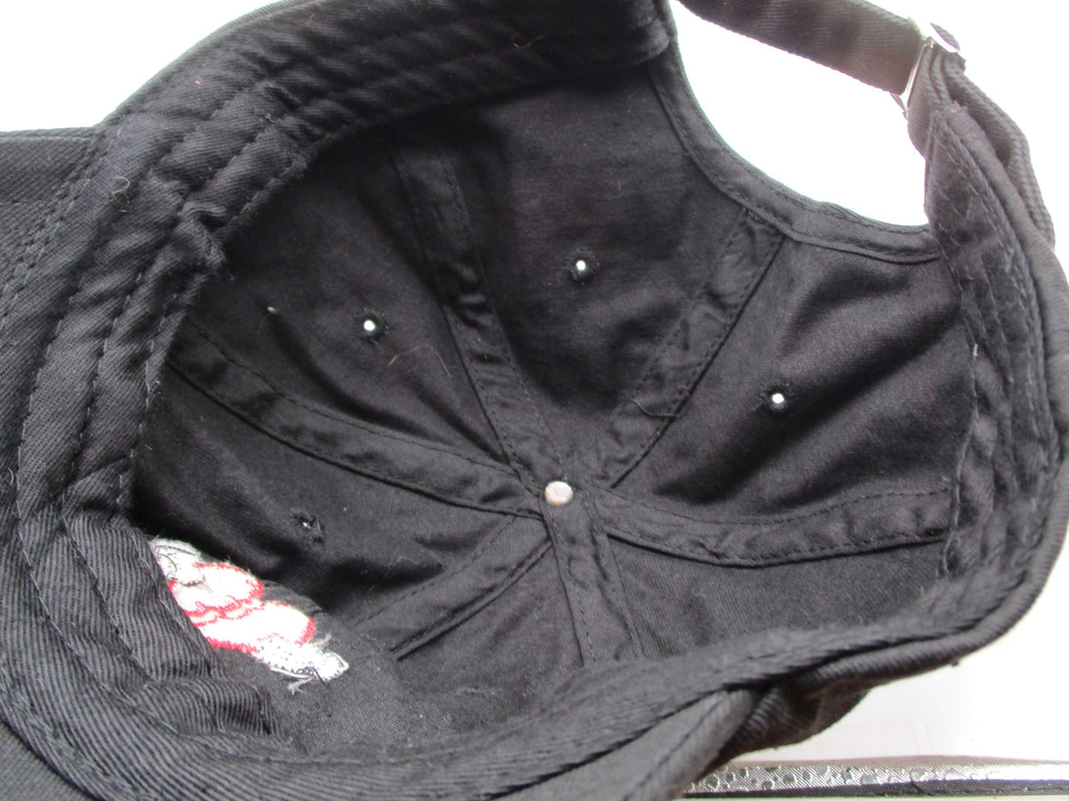 Broken Heart Hat Cap Strap Back Mens One Size Black Cotton Embroidered Dad8