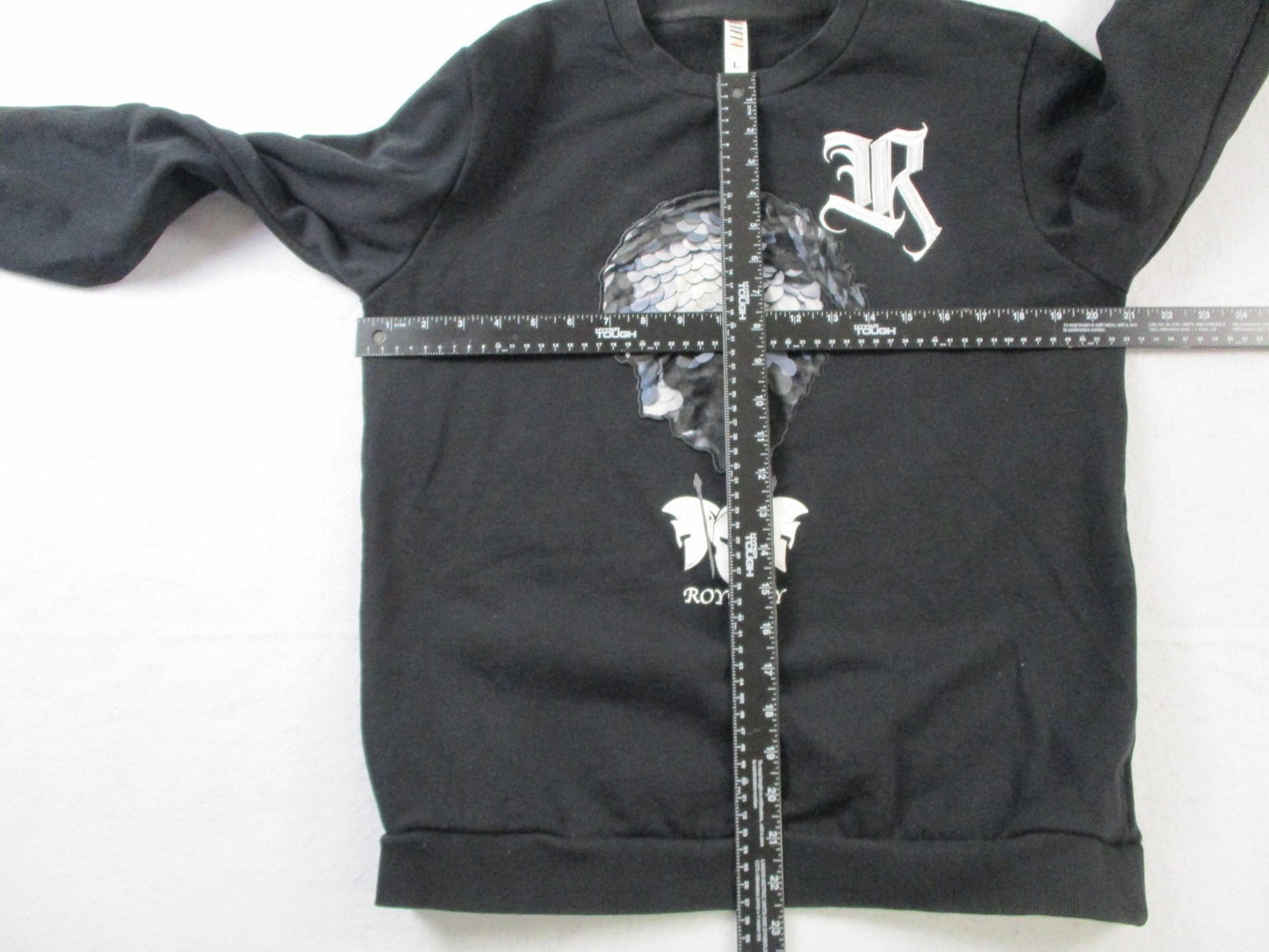 Loop Sweatshirt Kids L Black Royalty Spartan Helmet Graphic Crewneck Fleece 16198