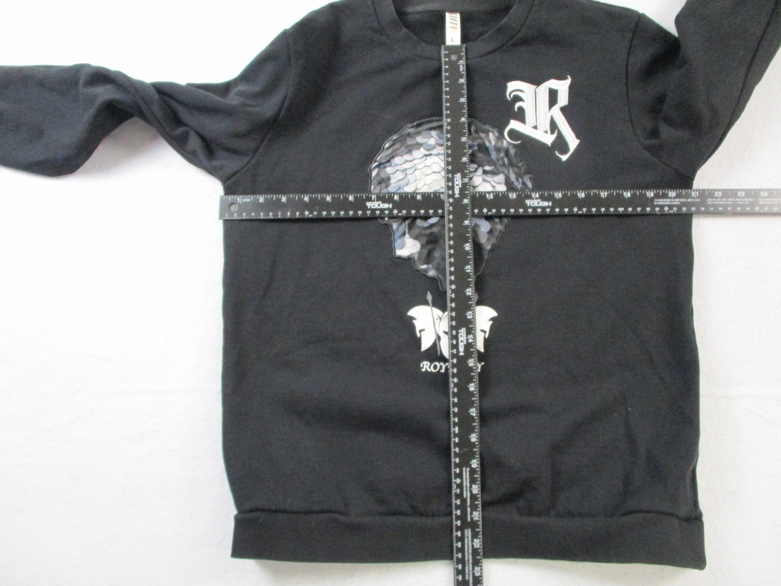 Loop Sweatshirt Kids L Black Royalty Spartan Helmet Graphic Crewneck Fleece 16198