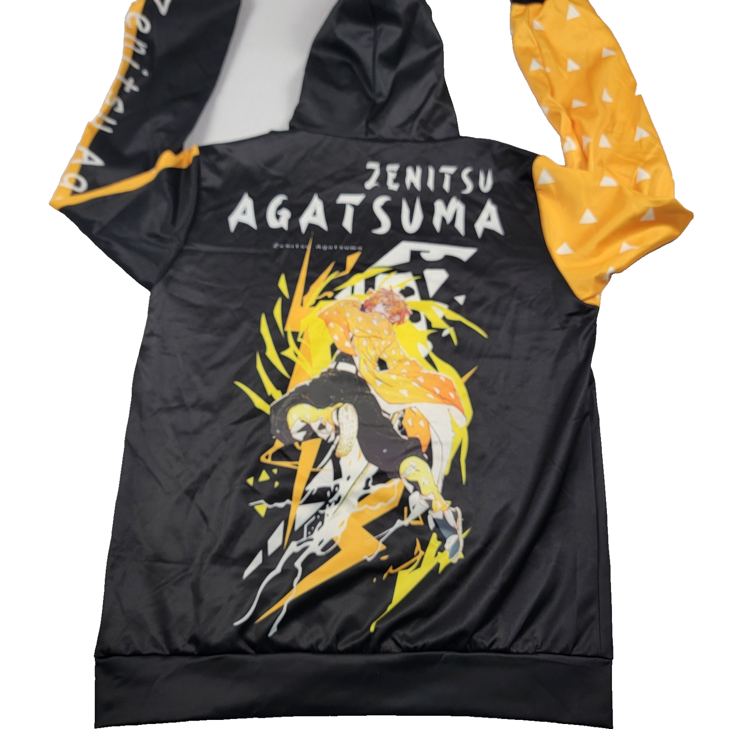 Zenitsu Agatsuma Thunder Hoodie Demon Slayer Anime Graphic Pullover XL Black 7111