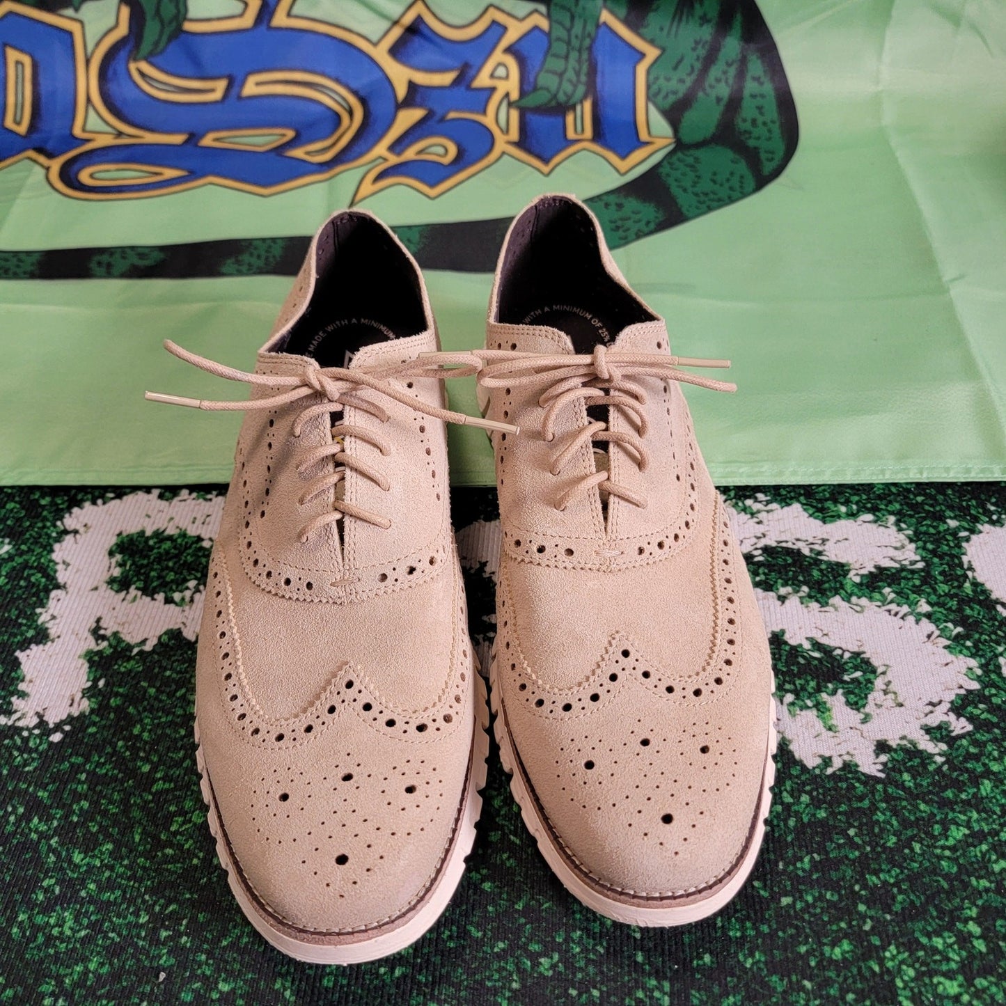 Cole Haan ZeroGrand Remastered Wingtip Oxfords Beige Sz 13M