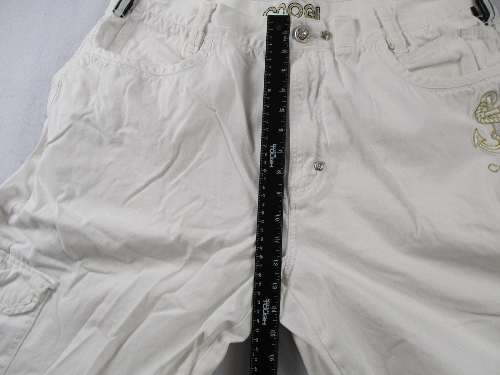 COOGI Shirt & Cargo Shorts Mens 42 White Nautical Anchor Crest Graphic Set 167518