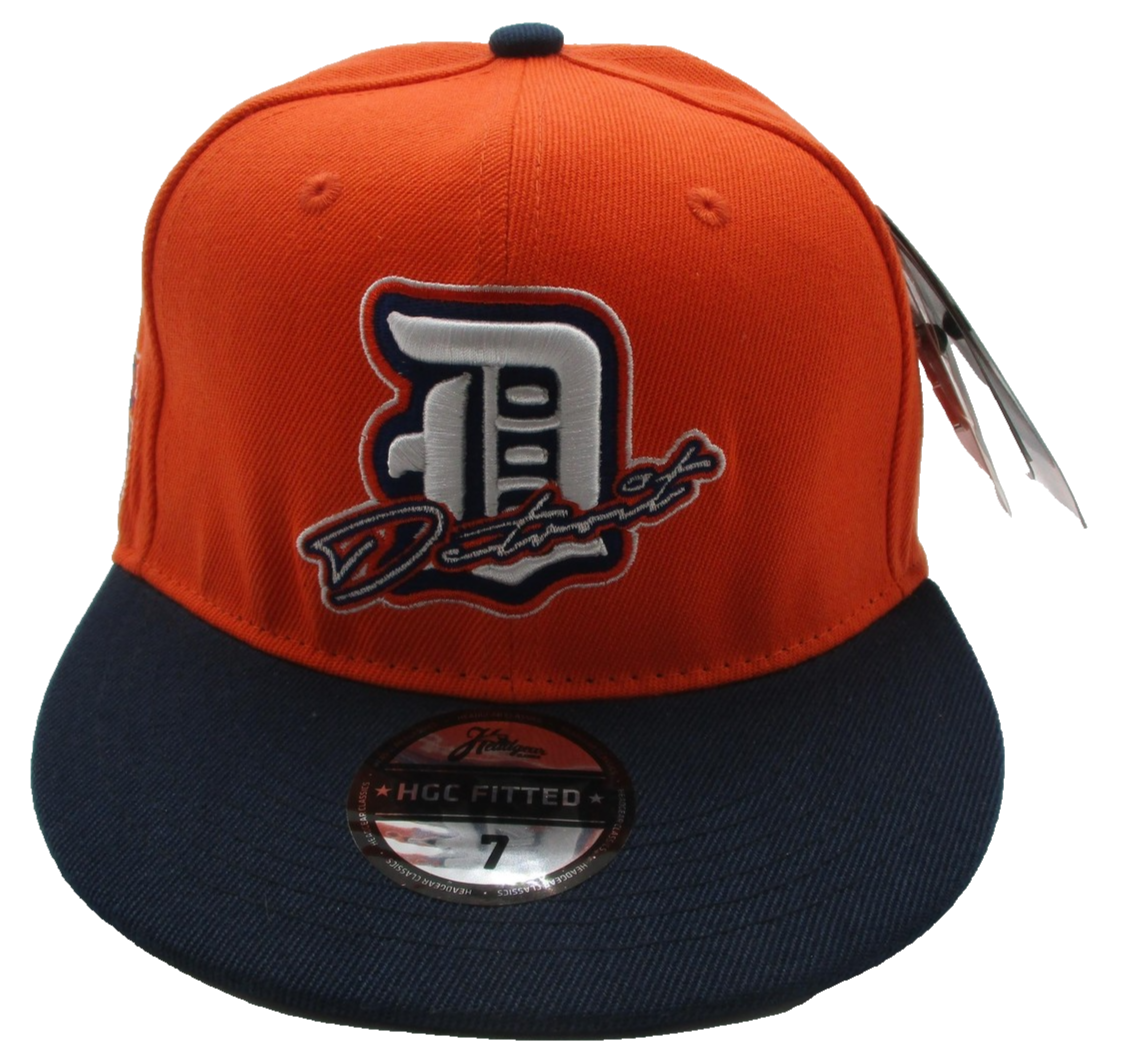 Detroit Stars Hat Cap Fitted Mens 7 Orange Navy Negro Leagues Baseball Headgear0