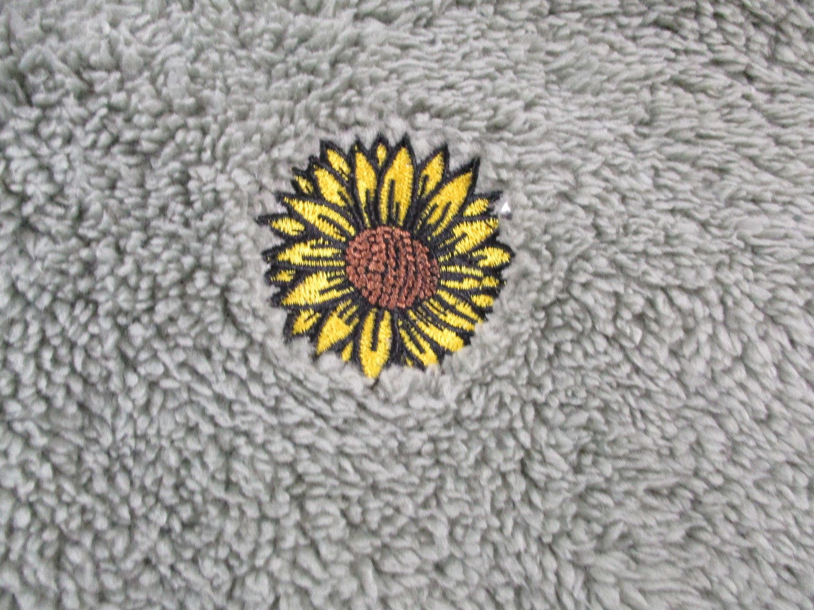 Cut & Paste Sunflower Sherpa Jacket Womens Medium Green Fleece Embroidered 13393