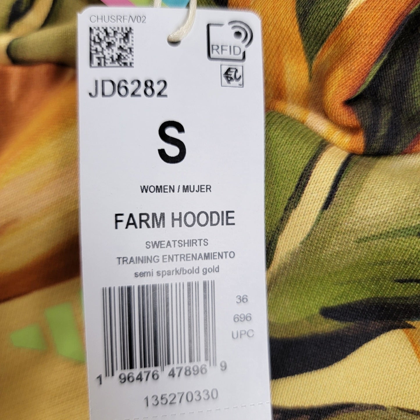 Adidas x Farm Rio Wmns Crop Top Hoodie Yellow Sz S JD6282 (869-871)4