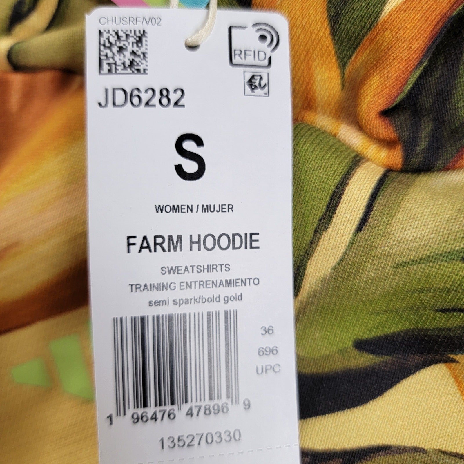 Adidas x Farm Rio Wmns Crop Top Hoodie Yellow Sz S JD6282 (869-871)4