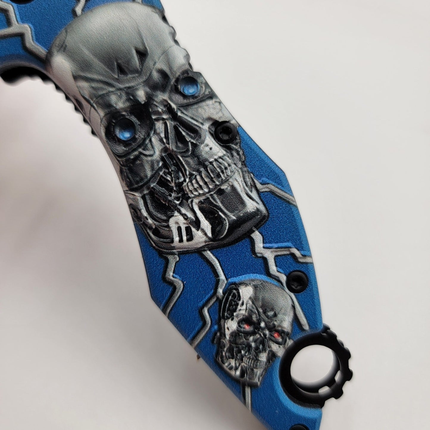 Limited Edition Blue /w Skulls Folding Tactical Pocket Knife3