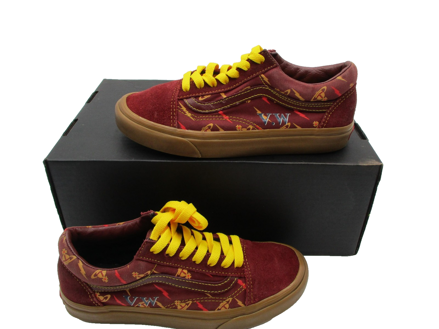 Vans Old Skool Vivienne Westwood Shoes Mens 5.5 Womens 7 Red Gum Bolt Print 1A42