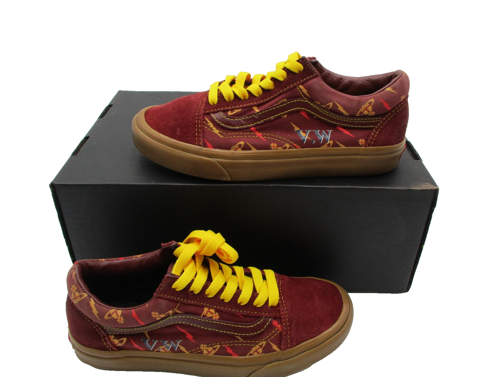 Vans Old Skool Vivienne Westwood Shoes Mens 5.5 Womens 7 Red Gum Bolt Print 1A42